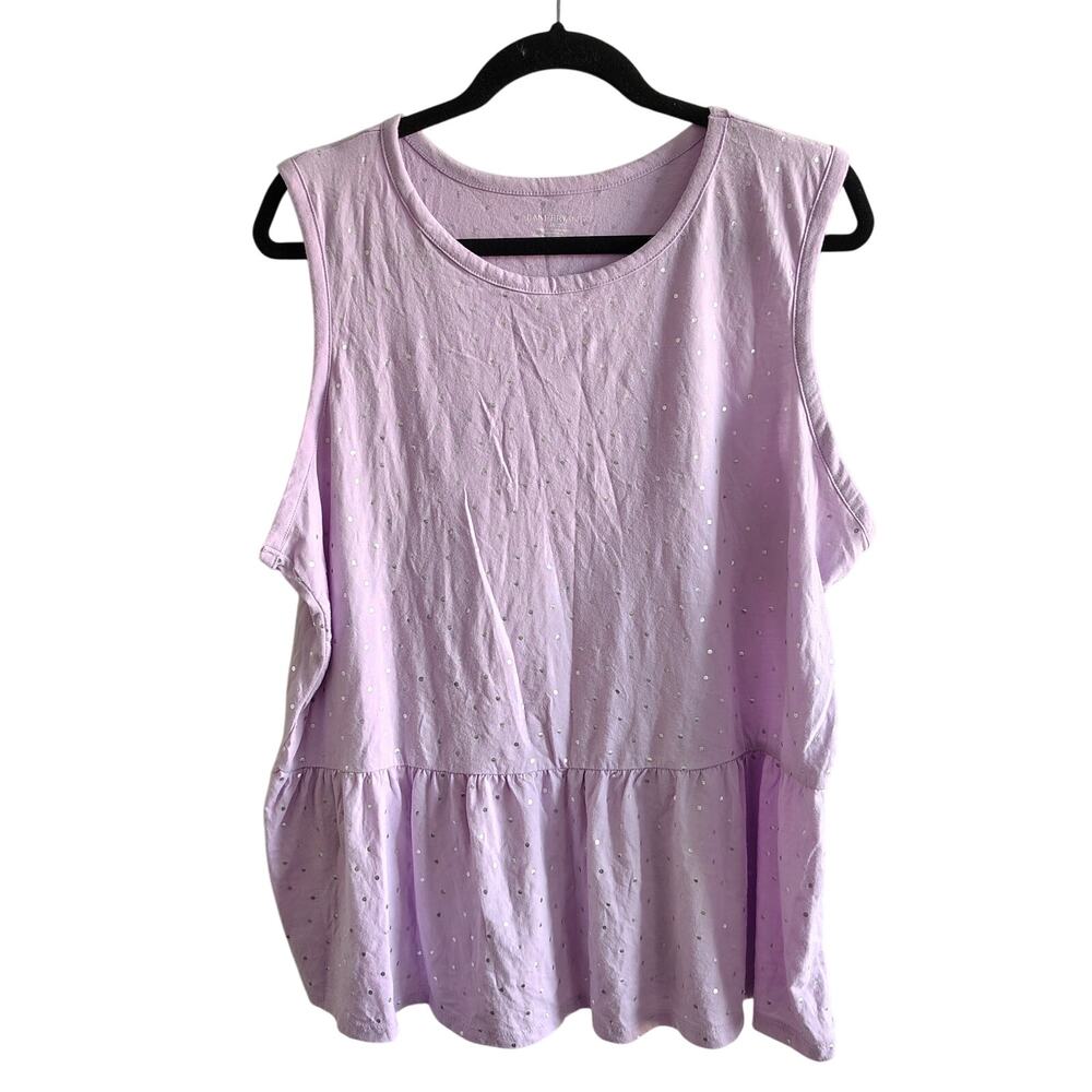 Lane Bryant Plus Size 18/20 Purple Lilac Silver Metallic Polka Dot TankTop Shirt